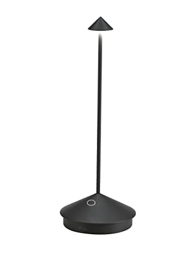 Zafferano, Pina Pro Lampe, Wiederaufladbare und Kabellose Tischlampe mit Touch Control, Geeignet für den Innen- und Außenbereich, Dimmer, 2700 K, Höhe 29 cm, Farbe Schwarz