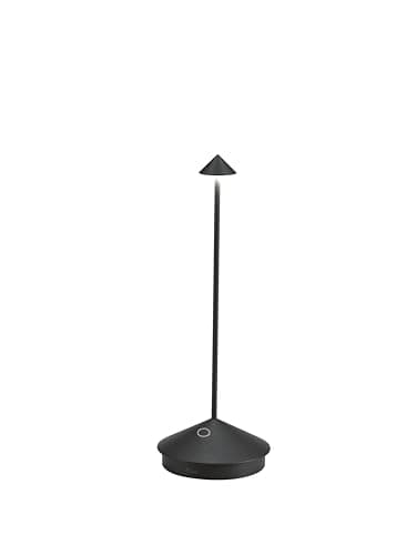 Zafferano, Pina, Wiederaufladbare und Kabellose Tischlampe mit Touch Control, Geeignet für den Innen- und Außenbereich, Dimmer, 2200-3000 K, Höhe 29 cm, Farbe Schwarz