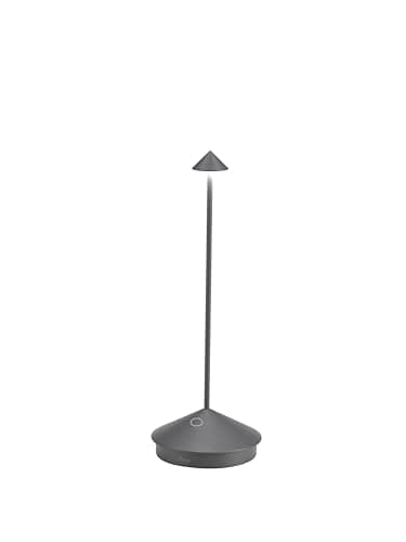 Zafferano, Pina Lampe, Kabellose, Wiederaufladbare Tischlampe mit Touch Control, Auch für den Außenbereich Geeignet, Dimmer, 2200-3000 K, Höhe 29 cm, Farbe Dunkelgrau