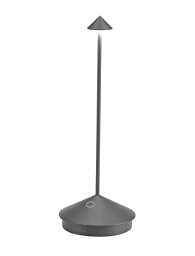 Zafferano, Pina Pro Lampe, Wiederaufladbare und Kabellose Tischlampe mit Touch Control, Geeignet für den Innen- und Außenbereich, Dimmer, 2700 K, Höhe 29 cm, Dunkelgrau