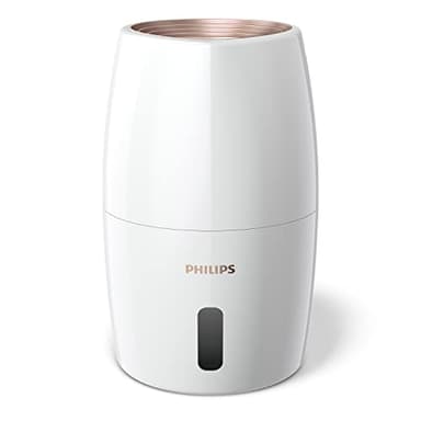 PHILIPS Luftbefeuchter 2000 Serie, hygienische NanoCloud-Befeuchtung, 99,97% weniger Bakterien, 200ml/h, 2L Wassertank, Ultra leise (33dB), Sensor, 3 Stufen, Auto&Schlafmodus, Timer, Weiß (HU2716/10)