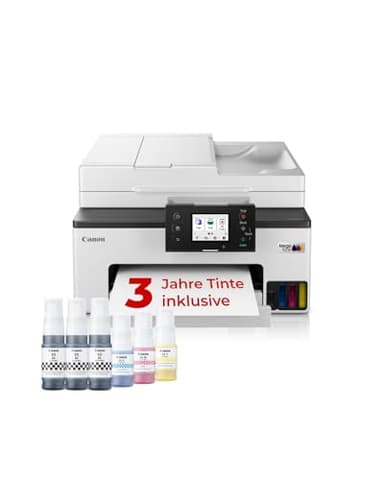 Canon MAXIFY GX2050 Tintenstrahldrucker 4-in-1 Multifunktionsgerät DIN A4 (Drucker, Scanner, Kopierer, Fax, ADF, 600x1200 DPI, WLAN, USB, Duplexdruck, 250 Blatt Kassette) Enthält 6 x Tintenflaschen