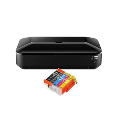 IC-Office iX6850 Farbtintenstrahl Drucker DIN A3+ (Bürodrucker, Fotodruck, Textdruck, 9.600 x 2.400 DPI, WiFi, WLAN, USB, Direktdruck, Print App) schwarz + 5 XL Tintenpatronen