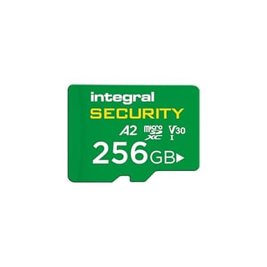 Integral 256GB High Endurance microSD Card, UHS-I V30 U3 A2, 4K für CCTV, Dashcams, Heimsicherheit, Babyphones und Bodycams, bis zu 47 Stunden Überschreiben und 48.000 Stunden Aufzeichnung