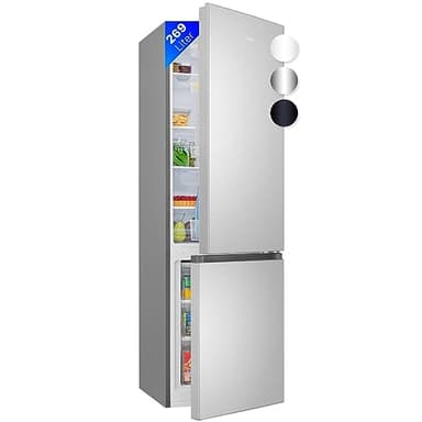 Bomann Kühlschrank mit Gefrierfach | Energieklasse D | 180cm | Kühl Gefrierkombination leise 39 dB | 4 Ablagen & 3 Schubladen | Türanschlag wechselbar | 269L Kühlgefrierkombi | KG 184.2 inox