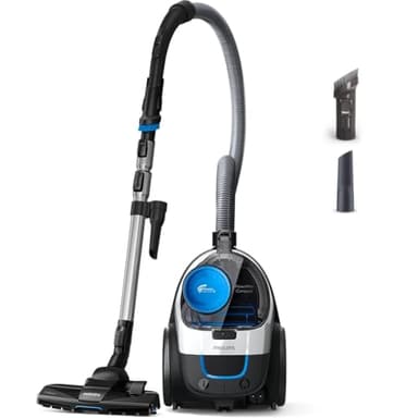 PHILIPS PowerPro Compact Staubsauger – Leicht, Beutellos, 750 W Saugleistung, TriActive Düse Für Hartböden und Teppich, Allergy H13 HEPA-Filter, PowerCyclone 5 Technologie (FC9332/09)
