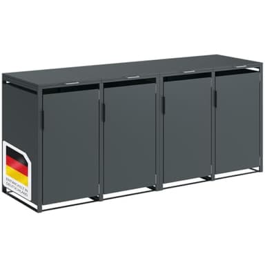 STEELSØN Thoria Mülltonnenbox 4er bis 240L – Mülltonnenverkleidung aus Stahl in Anthrazit – hochwertige Müllcontainer für 4 Tonnen – Müllbox wetterfest – UV-beständige Gerätebox/Mülltonnen Box