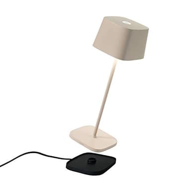 Zafferano - Ofelia Pro Kabellose LED-Tischleuchte aus Aluminium, dimmbar, IP65-Schutz, Indoor/Outdoor Benutzung, EU-Stecker - Höhe: 29cm (Sand) [Energieklasse A+++], LD0870S3