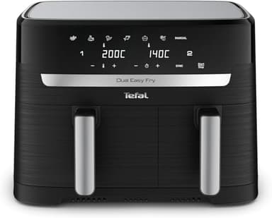 Tefal Dual Easy Fry Heißluftfritteuse 8,3 L – Airfryer mit 2 Kammern & XL-Schublade, 7 Programme, 2700 W, Extra-Crisp-Technologie, fettarm frittieren & energiesparend, spülmaschinenfest EY9018