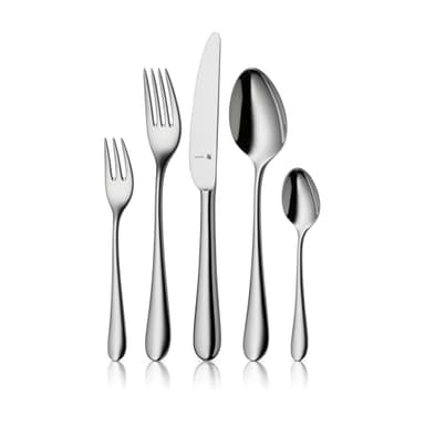 WMF Merit Besteck Set 12 Personen, 66 teilig, 60 Teile mit Servierbesteck, Hohlheftmesser, Cromargan protect poliert, kratzbeständig, spülmaschinenfest