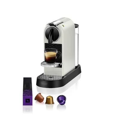 Nespresso De'Longhi EN167.W Citiz Kaffeekapselmaschine, Hochdruckpumpe und ideale Wärmeregelung ohne Aeroccino (Milchaufschäumer), Energiesparfunktion,1260W,37.4 x 11.9 x 25.5 cm, Creme-weiß