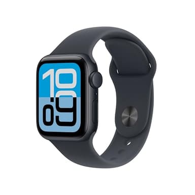 Apple Watch SE 3 GPS 40 mm Smartwatch mit Aluminiumgehäuse in Mitternacht und Sportarmband in Mitternacht (S/M). Fitness‑ und Schlaftracker, Herzfrequenzmesser, Always-On Display, Wasserschutz