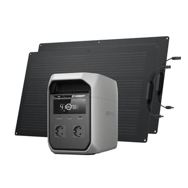 EF ECOFLOW DELTA 3 Classic Tragbare Elektrostation mit flexiblem 100W*2 Solarpanel, 1024Wh LiFePO4 Akku, 1800W AC Ausgang, Solargenerator für Camping, Wohnmobil und Rettung