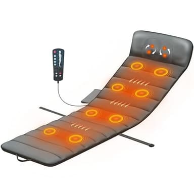 Healfith Massagematte Ganzkörpermassage mit Wärmefunktion, Nacken- und Rückenmassagekissen mit Shiatsu-Funktion,Massagedecke mit Vibrations- und Heizfunktion, intelligente Fernbedienung