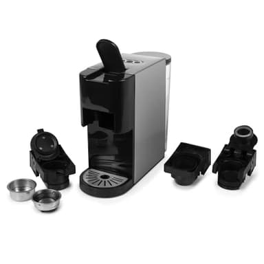 Princess Multikapsel-Kaffeemaschine 4-in-1 – 1450 Watt, Kapsel, Pads, Gemahlenen Kaffee, BPA-Frei, 249450, 01.249450.01.001, Schwarz, Silber