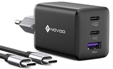 NOVOO 67W USB C Ladegerät GaN Ⅲ USB C Netzteil 3-Port mit Schnellladeleistung Kompaktes Reisen kompatibel MacBook Pro/Air,iPad Pro,Pixel,ThinkPad,Dell XPS 13,Samsung,iPhone 16,Galaxy S24,Steam Deck