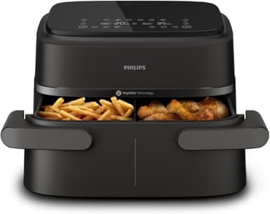 Philips Airfryer 1000 Series Flexible Basket - Heißluftfritteuse mit 7,1 L Fassungsvermögen, RapidAir-Technologie, 10 Kochfunktionen, 90% weniger Fett, kompaktes Design, HomeID-Rezept-App (NA154/00)