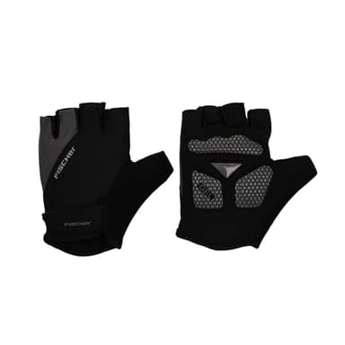 Fischer Fahrradhandschuhe für Damen und Herren, atmungsaktiv, mit Gel-Polsterung und Ausziehhilfe, waschbar, schwarz, S/M (8/9)