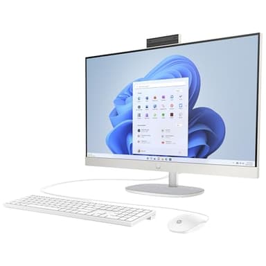 HP All-in-One Desktop-PC | 27" FHD Display | AMD Ryzen 5 7520U | 16 GB DDR5 RAM | 512 GB SSD | AMD Radeon-Grafikeinheit | Windows 11 Home | Weiß