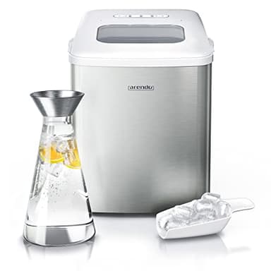 Arendo - Eiswürfelmaschine Edelstahl - Eiswürfelbereiter Edelstahl - Ice Cube Maker Maschine - Eiswürfelautomat - mit Kühlung - Eiswürfel Größen Klein, Groß - ABS - BPA frei