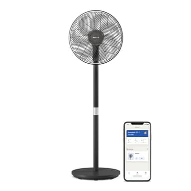 Philips Smart Standventilator Serie 3000. Starke & extrem leise SilentWings-Technologie. 19 dB. 2-in-1-Tisch- & Stand. Neig- & drehbar. App-Steuerung. 12-St.-Timer. Schwarz (CX3550/01)
