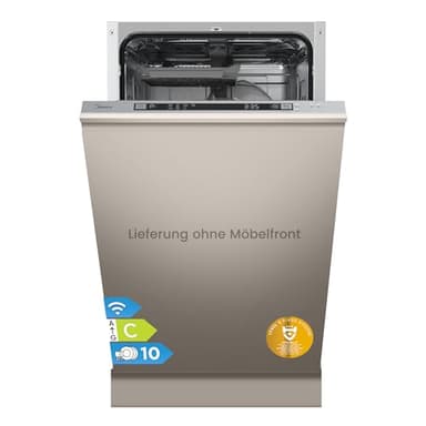 Midea SV 5.14K10C Geschirrspüler Vollintegriert 45cm, 10 Gedecke, Spülmaschine Unterbaufähig mit WIFI, 8 Programme, 44 dB, Automatische Türöffnung, 0-24H Startverzögerung, Inox