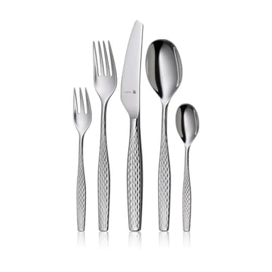 WMF Sentic Besteck Set 12 Personen, Essbesteck 66-teilig, ergonomisch, Cromargan protect®, spülmaschinenfest, geschmiedete Menuemesser, Besteckkasten 1270006341