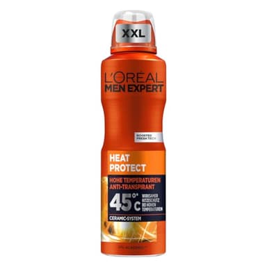 L'Oréal Men Expert XXL Deospray für Männer, Bodyspray gegen Schweißgeruch, Schwitzen und Nässe, Herren Deo Antitranspirant für hohe Temperaturen bis zu 45°C ohne Alkohol, Heat Protect, 1 x 250 ml