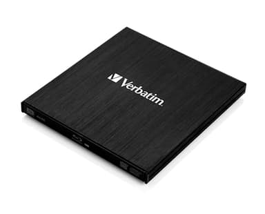 Verbatim Externer Slimline Blu-ray-Writer, USB 3.0-Anschluss, Blu-ray-Player, Kompakter externer Blu-ray-Brenner für große Backups, MDisc-Brenner, Externes Blu-ray-Laufwerk, schwarz
