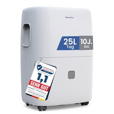 Newentor Luftentfeuchter elektrisch 25L, Entfeuchter elektrisch keller, Raumentfeuchter elektrisch, Dehumidifiers for home für 215m³/80m², mit Timer, Filter, Ablaufschlauch, 10 J. Gar.