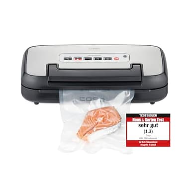 CASO VRH 590 advanced Vakuumierer - Testsieger Haus & Garten Test, Vakuumiergerät, bis 125 Vakuumiervorgänge non-stop, 2,5 mm dicke Schweißnaht, integriertes Rollenfach, Cutter,