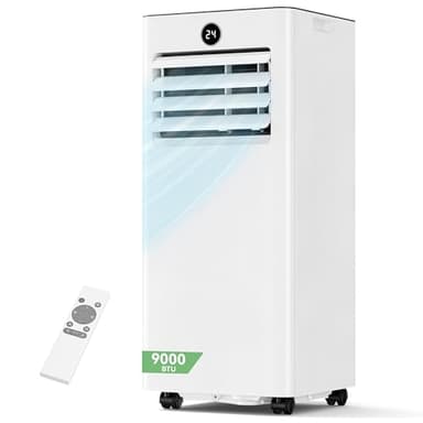 JUMMICO 9000 BTU Mobile Klimaanlage mit Abluftschlauch & Fensterkit | 4-in-1: Kühlen, Entfeuchten, Ventilator, Schlafmodus | Leise (45 dB) | Mit Fernbedienung & Timer | Für Räume bis 28 m²