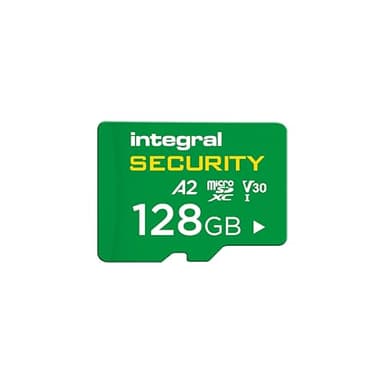 Integral 128GB High Endurance microSD Card, UHS-I V30 U3 A2, 4K für CCTV, Dashcams, Heimsicherheit, Babyphones und Bodycams, bis zu 24 Stunden Überschreiben und 24.000 Stunden Daueraufzeichnung