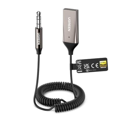 UGREEN Aux Bluetooth 6.0 Adapter LDAC Auto Bluetooth Empfänger mit Hi-Res Gold Zertifizierung für Sprachanrufe und drahtlose Musikwiedergabe, kompatibel mit 3,5mm Autolautsprechern und Verstärkern