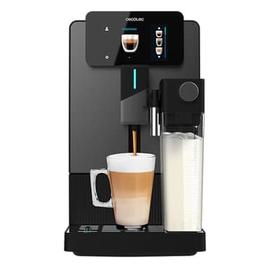 Cecotec Cremmaet Latte Touch Kaffeevollautomat, 19 bar, Thermoblock, 12 Getränke, 4 Profile, Wasser 1,1 l und 400 ml Milch, TFT-Display, konische Mühle, automatische Reinigung, höhenverstellbar