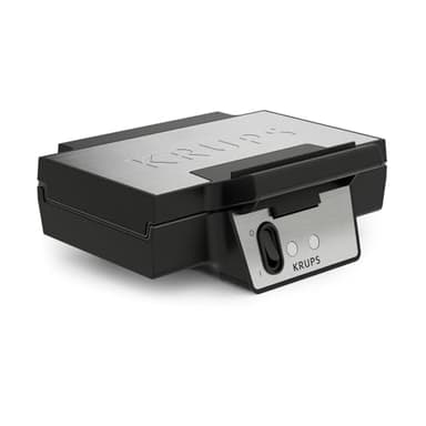 Krups FDK Iconic Waffeleisen, 850 W, keramikbeschichtete Antihaft-Platten, ikonisches Design, vertikale Aufbewahrung, benutzerfreundlich, Schwarz/Edelstahl, FDK261