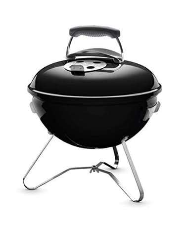 Weber Smokey Joe Holzkohlegrill/Tragbares Design, Porzellanemaillierter Deckel und Kessel, 37 cm Grillfläche, Schwarz