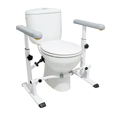 KMINA Aufstehhilfe Toilette höhenverstellbar, robustes WC Toilettengestell ohne Bohren, Haltegriffe für Senioren, Toilettensitzerhöhung mit Armlehnen, Toilettenstützgestell für Behinderte