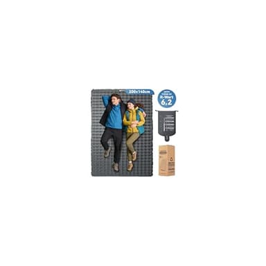 HIKENTURE 6,2 R-Wert Camping Isomatte 2 Personen, 8cm Dicke Doppel Aufblasbare Isomatte, Camping Matratze 140x200cm, Luftmatratze für 4 Jahreszeiten, Schlafmatte für Outdoor, Wandern, Zelt, Strand