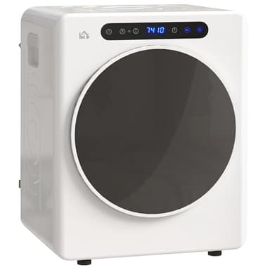 HOMCOM Mini Ablufttrockner 3 kg Wäschetrockner mit Desinfektion, 6 Programmen, 1000W Trockner mit Touch-Screen, 3 Temperaturen und Timer, für Wohnmobile, Haus, Weiß
