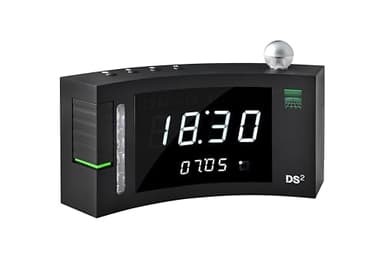 Humantechnik DS-2 digitaler Licht/Blitzwecker mit lautem Alarm für Schwerhörige, schwarz