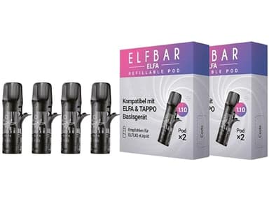 4X Elfbar ELFA Leer Pods zum nachfüllen Refillable Pods Selbstbefüllbar - 2 Stück pro Packung je 2ml - ohne Nikotin - kein Liquid