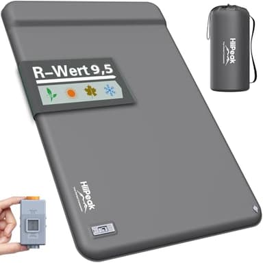 HiiPeak Isomatte 2 Personen R-Wert 9,5 –Extra Thermal Camping Winter & andere Jahreszeiten, aufblasbare Schlafmatte mit elektrischer Pumpe, Schaumstoff & Kissen, für Outdoor, Wandern, Zelt & Reisen