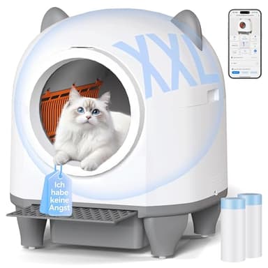 Devoko Katzenklo Selbstreinigend,Niedliche Katzenohren,Automatische Katzentoilette XXL,Fernsteuerung,groß Raum,Sicherheit, Anti-Geruch,90L cat Litter Box,Elektrisches katzenklo für Mehrere Katzen