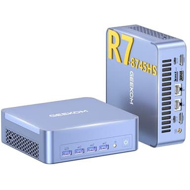 GEEKOM Mini PC AX8 Max Windows 11 Pro Vorinstalliert mit AMD Ryzen 7 8745HS,1TB SSD+16GB DDR5, AMD Radeon 780M | 2,5Gbps Dualer LAN Port | 8K Quad-Display | 2xUSB4 für Gaming/Kreativität/Office/Home