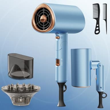 Föhn 2000W, Haartrockner mit Diffusor, Ionen Haarföhn, 3 Heizstufen, Kaltluft-Taste, Klappbar Reiseföhn für Frauen & Männer, Leicht, Leise, Hair Dryer, Haarpflege Styling Tool für Zuhause, Reise