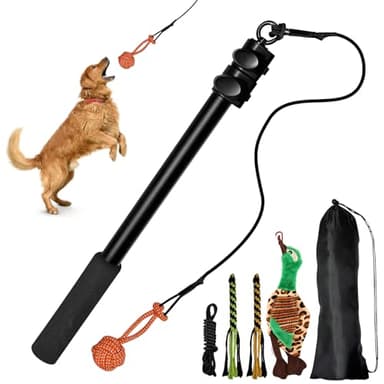 Reizangel Hunde, Profi Reizangel für Kleine Hunde Große Hund Längenverstellbare mit Ersatzseil, Anti Stress Ente Quietschendes, Aktives Hundespielzeug Unkaputtbar, Wurfspielzeug Hund Kauspielzeug