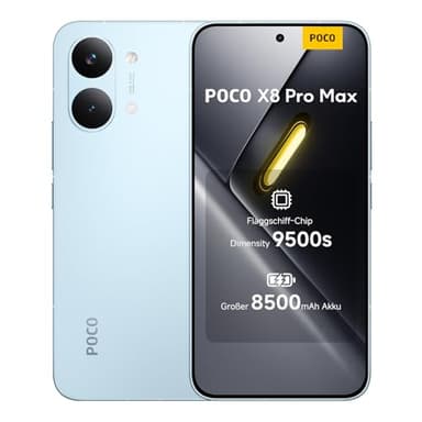 XIAOMI Poco X8 Pro Max Smartphone 12GB+512GB, Handy mit Android, Dimensity 9500s Prozessor, 8500mAh Akku, Ultra-helles AMOLED-Display, 50MP Light Fusion 600 Hauptkamera mit OIS, Blau, 3 Jahre Garantie