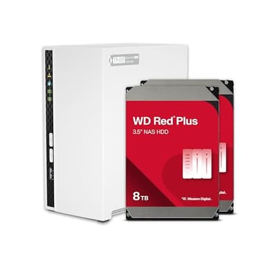 QNAP TS-233-28WD-US 2 Bay Home NAS mit 8 TB Speicherkapazität, vorkonfiguriertes RAID 1 WD Red Plus HDD Bundle, mit 1GbE Ports