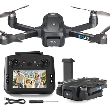 Tolatoyus TL16LCD Drohne mit Kamera 4K, FPV Drohne mit LCD Fernbedienung für Anfänger Automatische Rückkehr Follow Me 5G Echtzeitübertragung GPS Drohnen RC Faltbare Drone für Erwachsene